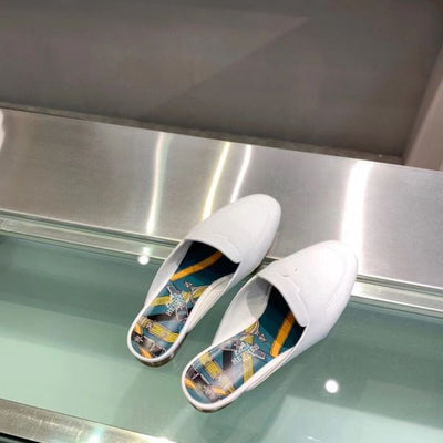 HERM Catena Mules In White Calfskin