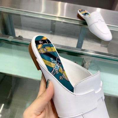 HERM Catena Mules In White Calfskin