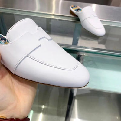 HERM Catena Mules In White Calfskin