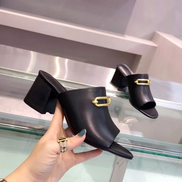 HERM Camilla Mules 60MM In Black Calfskin