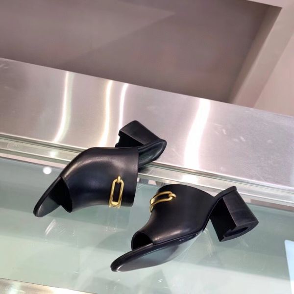 HERM Camilla Mules 60MM In Black Calfskin