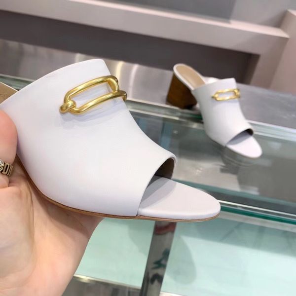HERM Camilla Mules 60MM In White Calfskin
