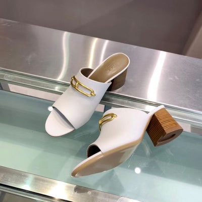 HERM Camilla Mules 60MM In White Calfskin