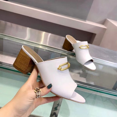 HERM Camilla Mules 60MM In White Calfskin