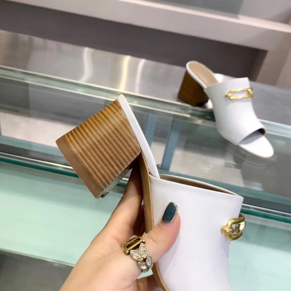 HERM Camilla Mules 60MM In White Calfskin