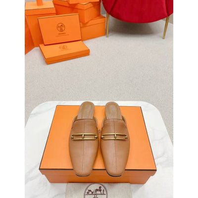 HERM Esmee Mules in Brown Calfskin