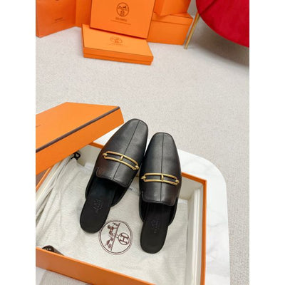HERM Esmee Mules in Black Calfskin