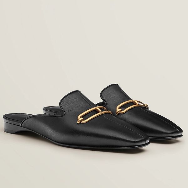 HERM Esmee Mules in Black Calfskin