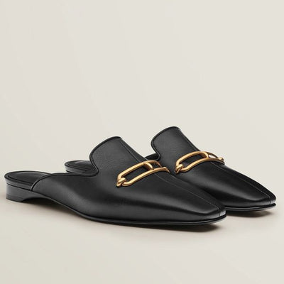 HERM Esmee Mules in Black Calfskin