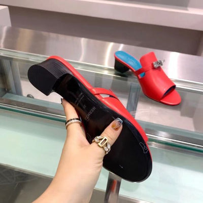 HERM Candy 40mm Sandals In Red Calfskin