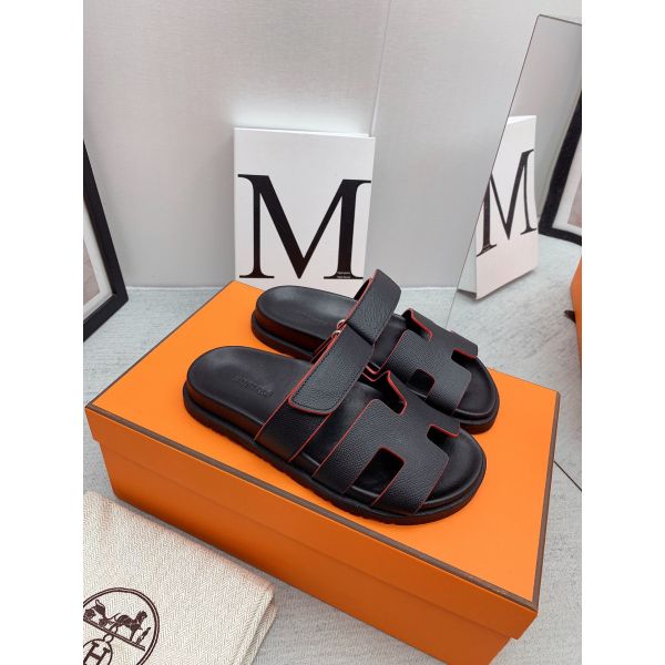 HERM Women's Chypre Sandals In Black Epsom Calfskin
