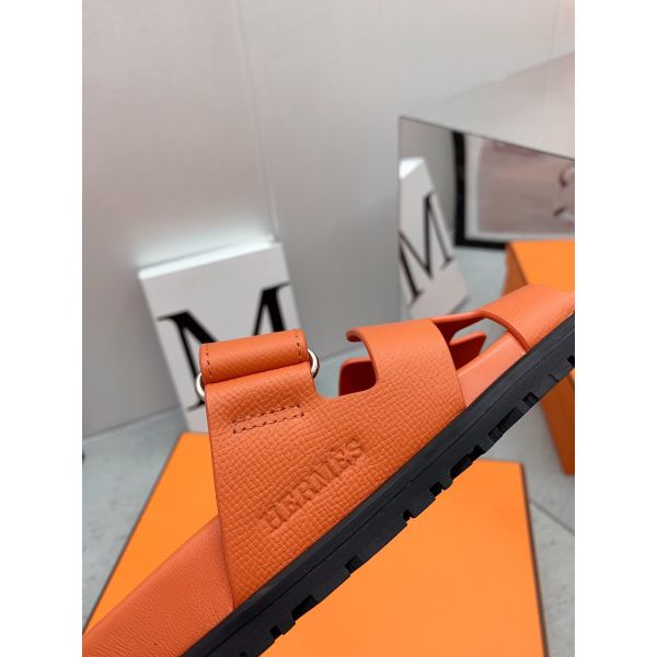 HERM Women's Chypre Sandals In Orange Epsom Calfskin