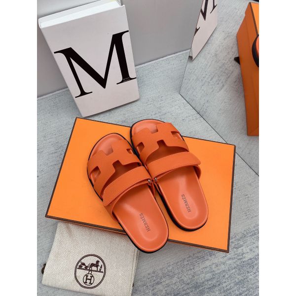 HERM Women's Chypre Sandals In Orange Epsom Calfskin