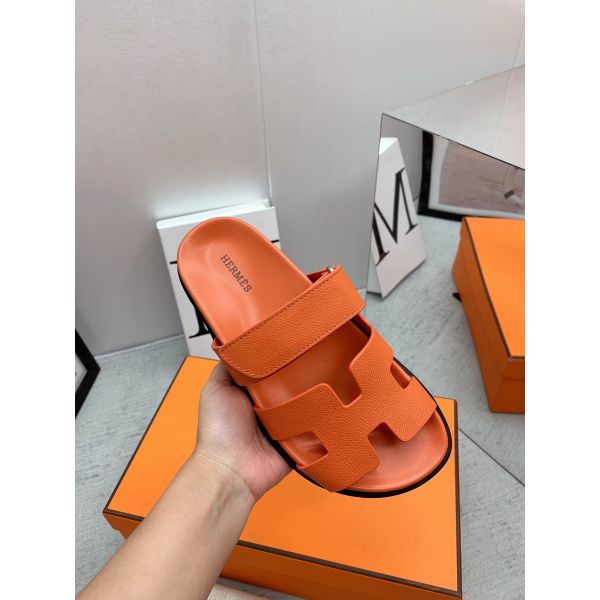 HERM Women's Chypre Sandals In Orange Epsom Calfskin