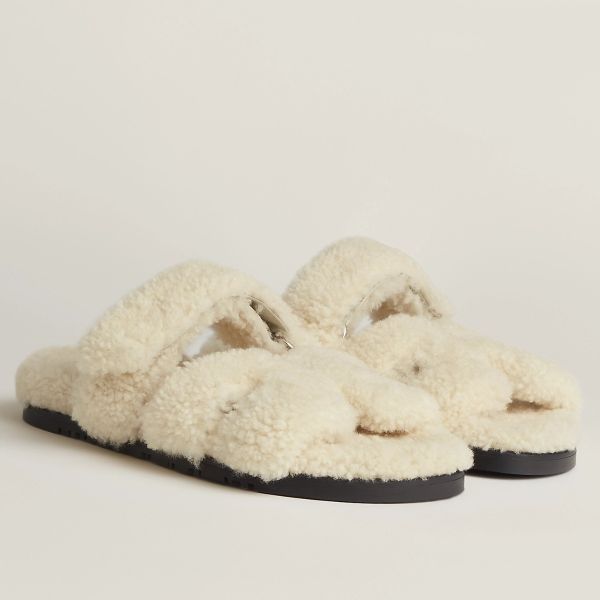 HERM Women's Chypre Sandals In Off White Shearling