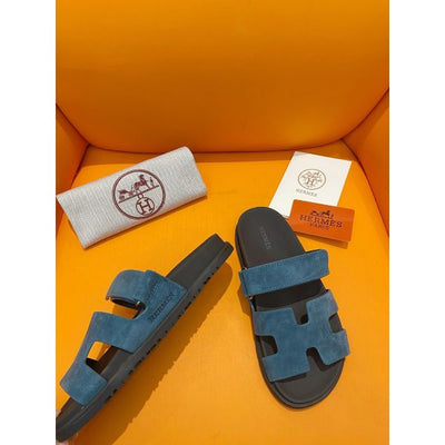 HERM Women's Chypre Sandals In Blue Suede Calfskin