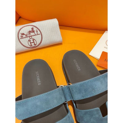HERM Women's Chypre Sandals In Blue Suede Calfskin