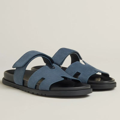 HERM Women's Chypre Sandals In Blue Suede Calfskin