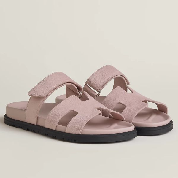 HERM Women's Chypre Sandals In Pink Suede Calfskin