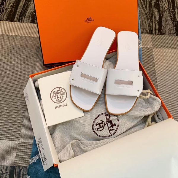 HERM View Sandals In White Calfskin leather