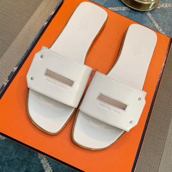 HERM View Sandals In White Calfskin leather
