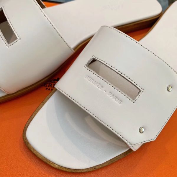 HERM View Sandals In White Calfskin leather
