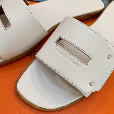 HERM View Sandals In White Calfskin leather