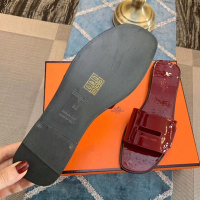 HERM View Sandals In Ruby Patent Leather