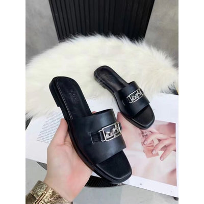 HERM Villa Sandals In Black Calfskin