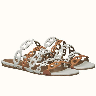 HERM Thalassa Sandals In Brown/White Lambskin