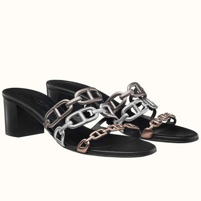 HERM Tandem Sandals In Gold/Silver Lambskin