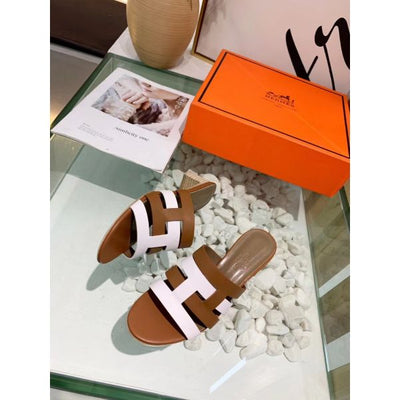 HERM Amica 5mm Sandals In Brown/White Calfskin