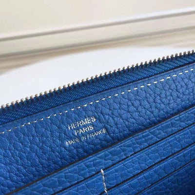 HERM Blue Clemence Azap Zipped Wallet