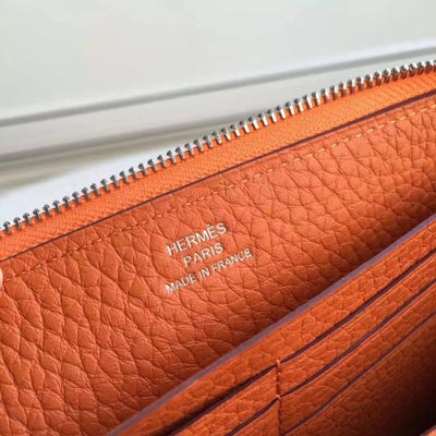 HERM Orange Clemence Azap Zipped Wallet