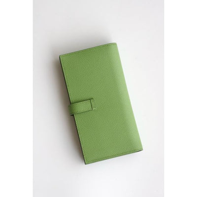 HERM Bearn Long Handmade Wallet in Vert Criquet Epsom Calfskin
