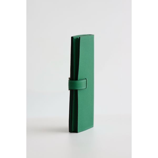HERM Bearn Long Handmade Wallet in Vert Vertigo Epsom Calfskin
