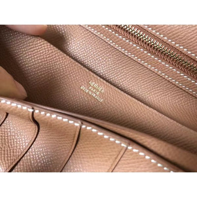 HERM Brown Epsom Bearn Gusset Wallet