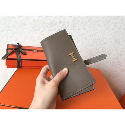 HERM Taupe Epsom Bearn Gusset Wallet