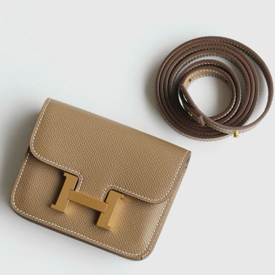 HERM Constance Slim Wallet in Taupe Epsom Calfskin
