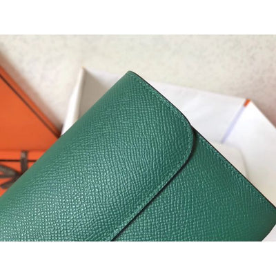 HERM Constance Long Wallet In Malachite Epsom Leather