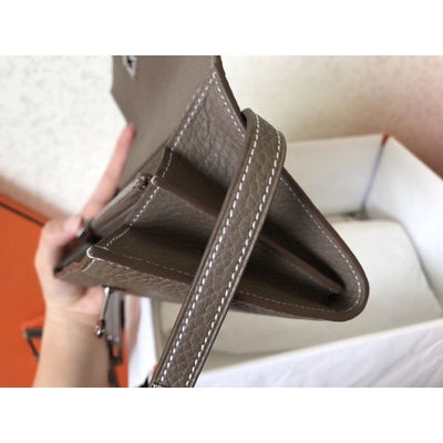 HERM Kelly Classic Long Wallet In Etoupe Clemence Leather