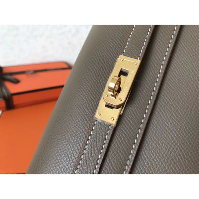 HERM Kelly Classic Long Wallet In Taupe Epsom Leather