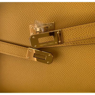 HERM Kelly Classique To Go Wallet In Yellow Epsom Calfskin