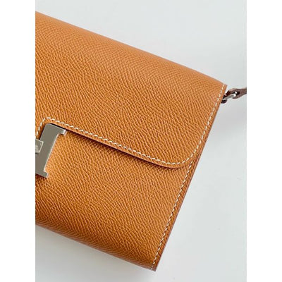 HERM Constance To Go Wallet in Gold Epsom Calfskin