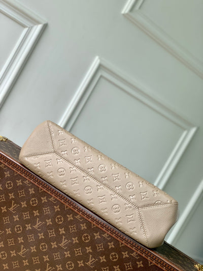 ANYTIME MM 42 IN TOURTERELLE GRAY MONOGRAM EMPREINTE CALFSKIN GOLD HARDWARE