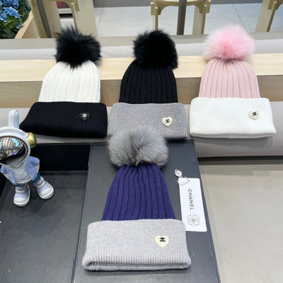 BEANIE HAT IN BERRY BLUE MIX LIGHT GRAY WOOL 421052