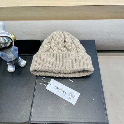 BEANIE HAT IN CYSTER TAN WOOL 431706