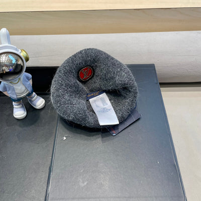 BEANIE HAT IN GRAY WOOL AND RABBIT FUR 433477