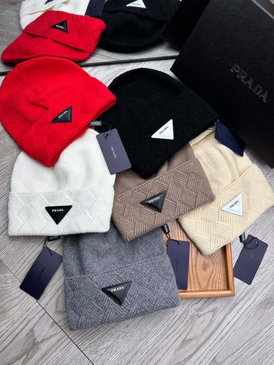 BEANIE HAT IN BISQUE BEIGE WOOL AND RABBIT FUR 342035