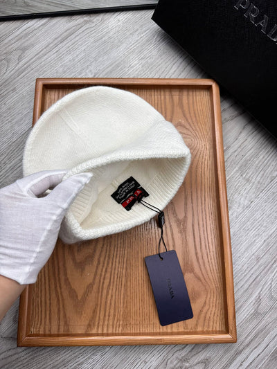 BEANIE HAT IN WHITE WOOL AND RABBIT FUR 342037